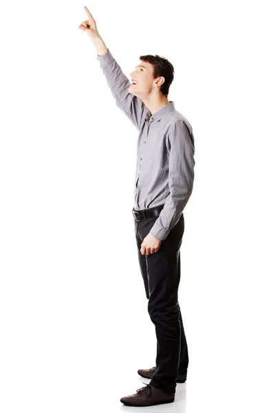 Businessman pointing up with his finger — Stock Photo, Image