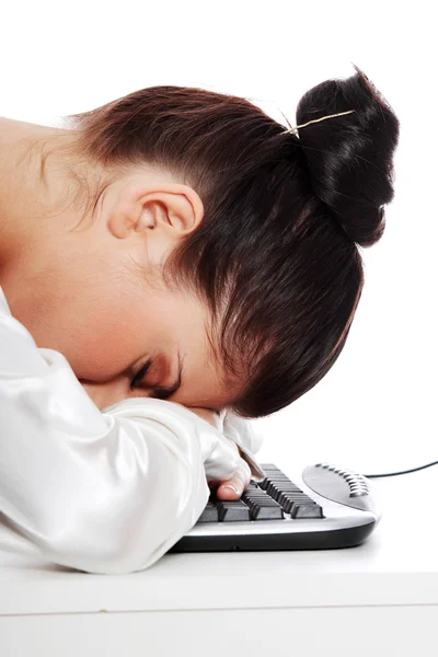 Empresaria durmiendo en el teclado —  Fotos de Stock