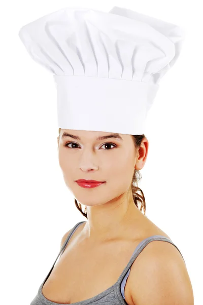 年轻漂亮的女厨师 — 图库照片