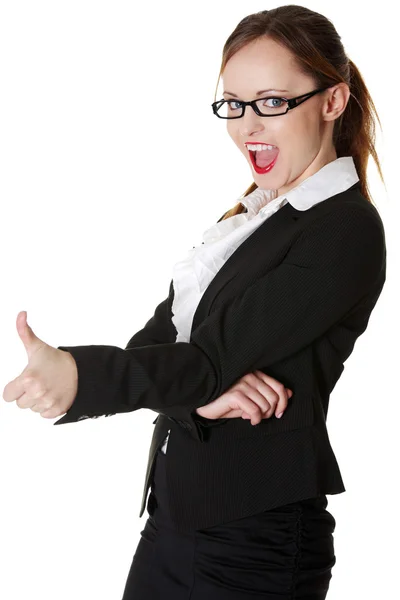 Young businesswoman showing ok sign — Stock Photo, Image