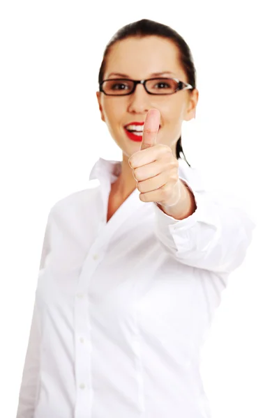 Business woman with thumbs up — Stock Photo, Image