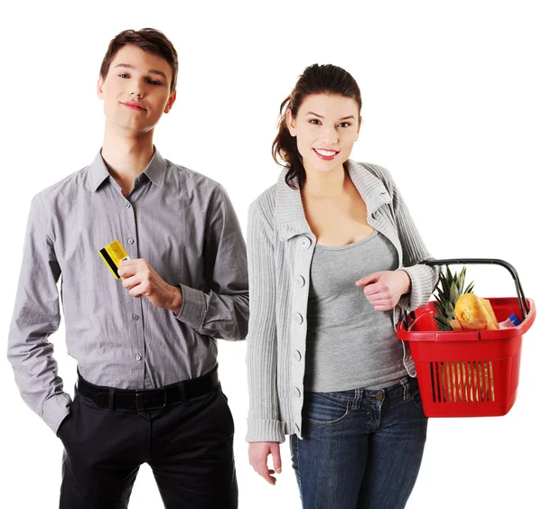 Jeune couple shopping — Photo