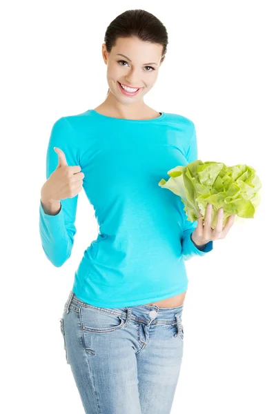 Donna con salat — Foto Stock