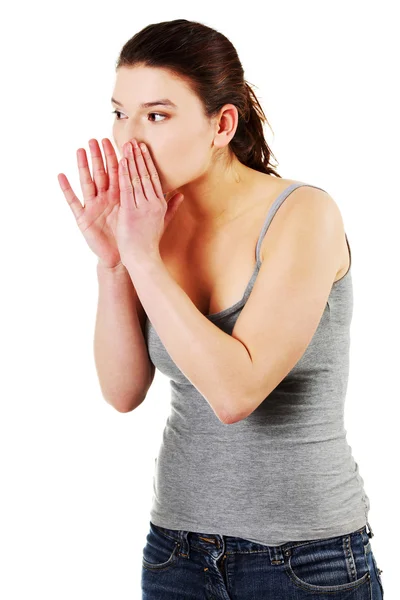 Woman talking gossip — Stock Photo, Image