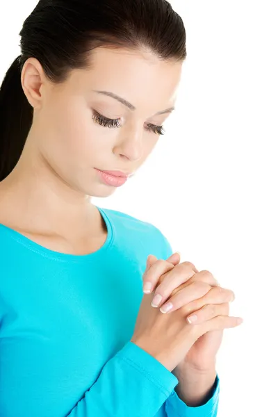 Kaukasische vrouw bidden — Stockfoto