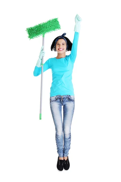 Feliz retrato de mujer de limpieza — Foto de Stock