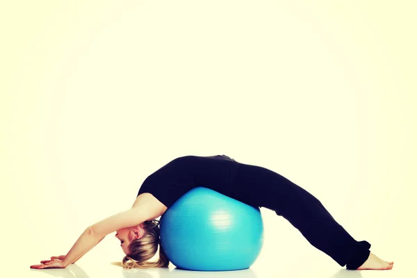 Girl with fit ball — Stock Photo, Image