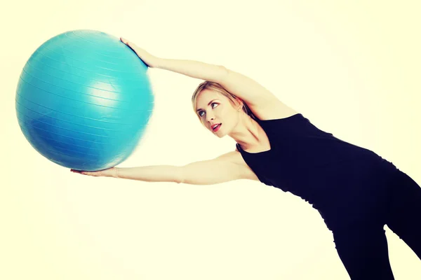 Girl with fit ball — Stock Photo, Image