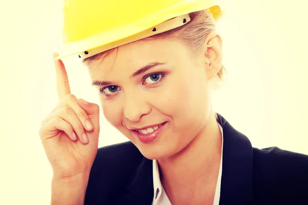 Confident female worker in helmet Royalty Free Stock Images