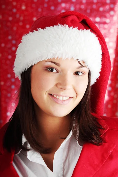 Woman in santa hat — Stock Photo, Image