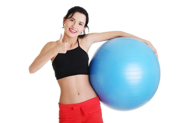 Woman with pilates exercise ball. — Stock Photo, Image