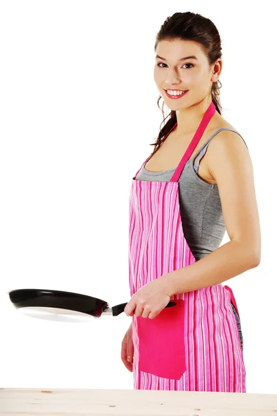 Young woman cooking healthy food — Stock Photo, Image