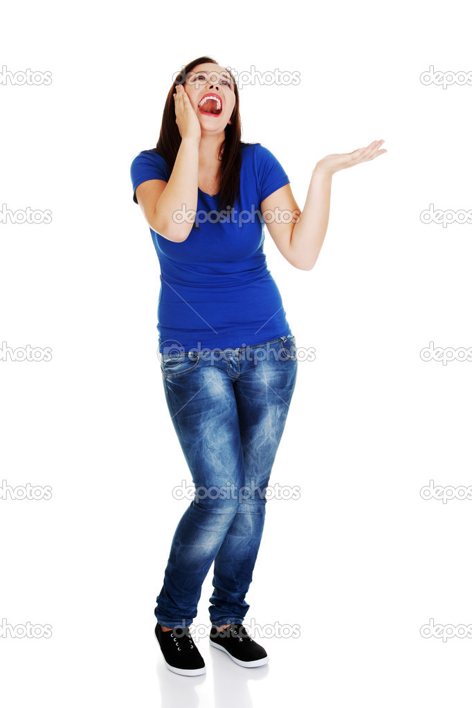 Woman presenting something on her heand
