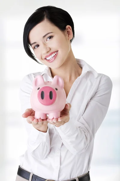 Mujer de negocios con sus ahorros —  Fotos de Stock