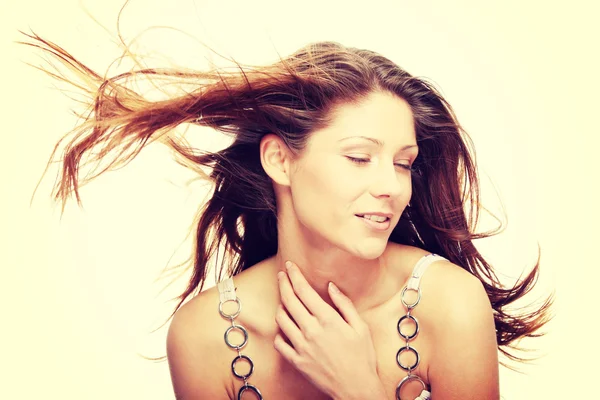 Girl and wind — Stock Photo, Image