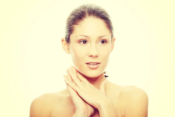 Primo piano di bella faccia di donna — Foto Stock