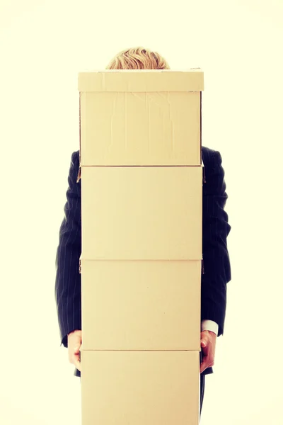 Businessman with stacked Boxes — Stock Photo, Image