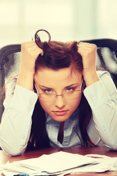 Woman depressed because of bills Royalty Free Stock Photos