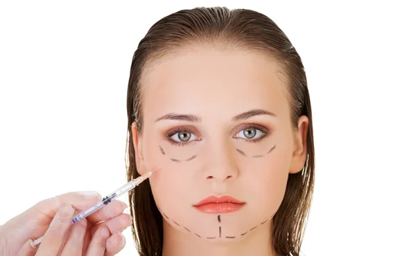 Kosmetická botox injekce do obličeje — Stock fotografie