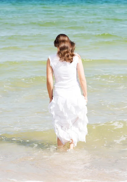 Summer happy woman in water — Stock Photo, Image