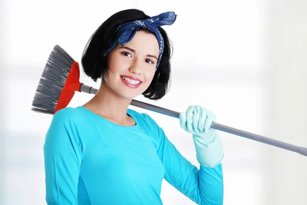 Feliz retrato de mujer de limpieza — Foto de Stock