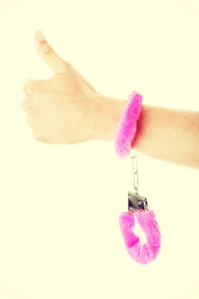 Pink handcuff — Stock Photo, Image