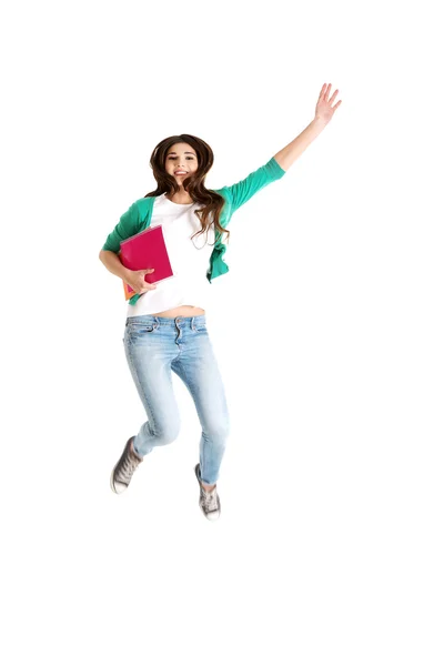 Jumping college / university student — Stock Photo, Image