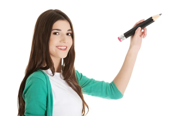 Student woman with pencil — Stock Photo, Image