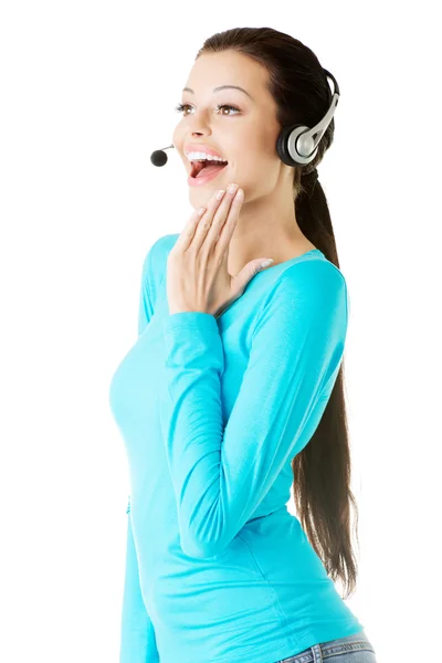 Assistente call center sorridente — Foto Stock