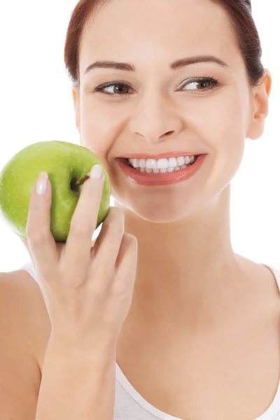 Young beautiful woman with apple. — Stock Photo, Image