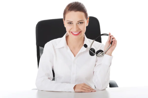 Business woman at call center. — Stock Photo, Image