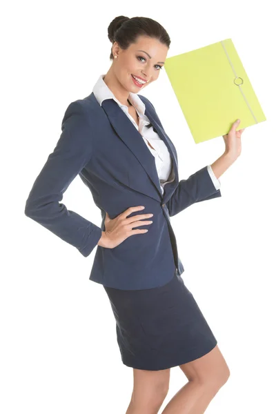 Young business woman holding files. — Stock Photo, Image