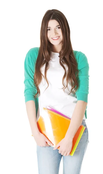 Young beautiful student with files, workbook. — Stock Photo, Image