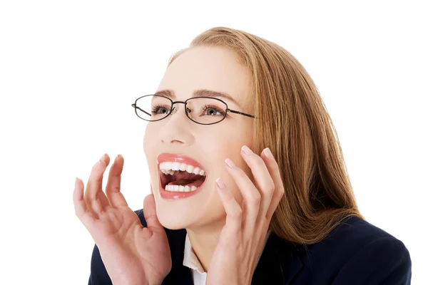 Shocked, surprised beautiful business woman. — Stock Photo, Image