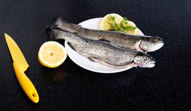 bir tabağa yalan taze çiğ balık.