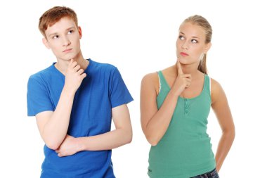 çene parmağında iki genç insanlarla.