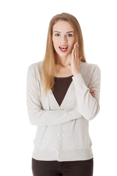 Frau zeigt sich überrascht. — Stockfoto