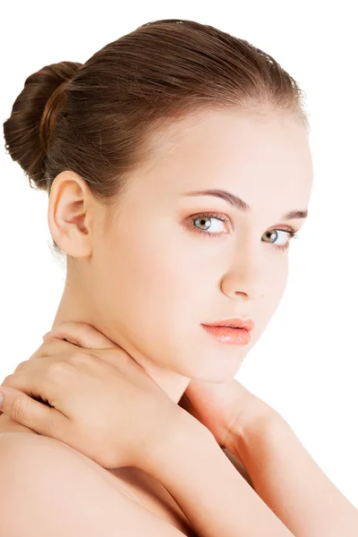 Vrouw kijken naar camera. Closeup. — Stockfoto