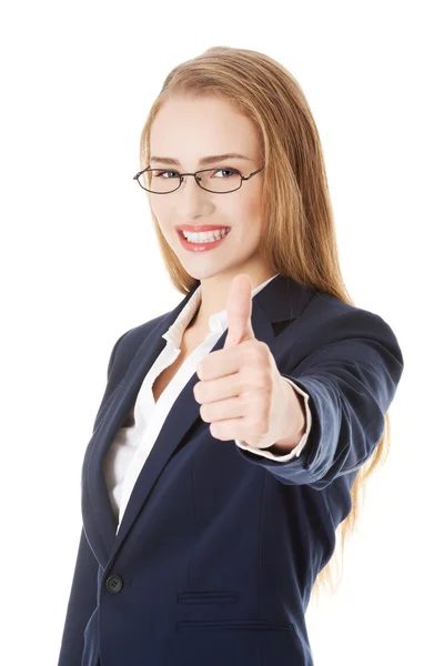 Business woman with her thumb up, showing oK. — Stock Photo, Image