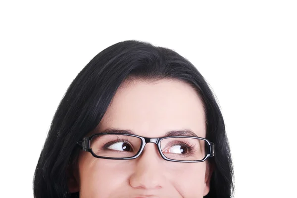 Female's face with eyeglasses. — Stock Photo, Image