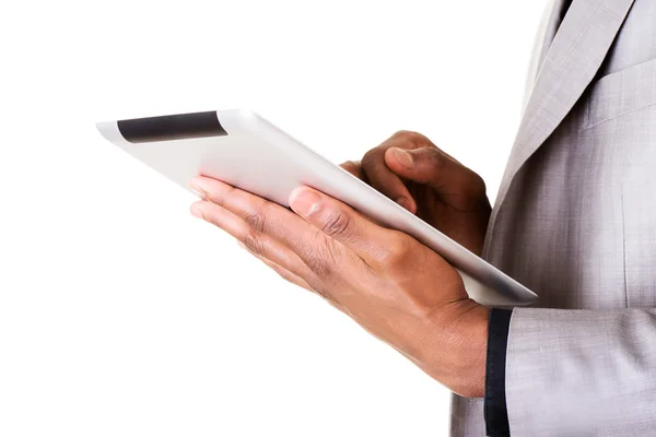 Handsome businessman with tablet — Stock Photo, Image