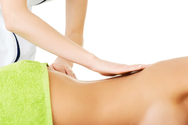 Woman relaxing beeing massaged in spa saloon — Stock Photo, Image