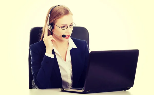 Business woman at call center — Stock Photo, Image