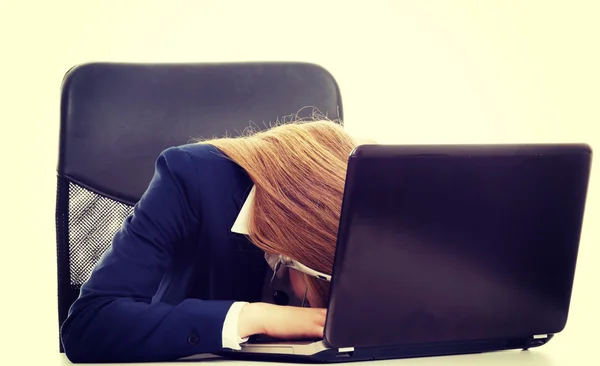 Schlafende, müde Geschäftsfrau — Stockfoto