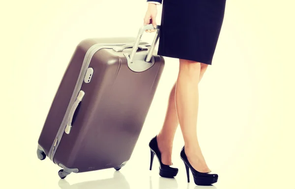 Business woman with suitcase. — Stock Photo, Image