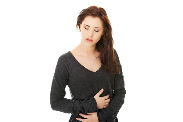 Woman with stomach issues