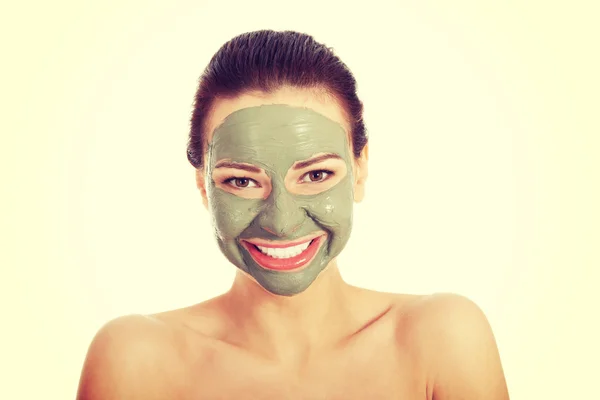 Beautifu toplessl woman with facial mask. — Stock Photo, Image