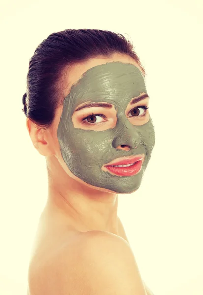 Beautifu toplessl woman with facial mask. — Stock Photo, Image