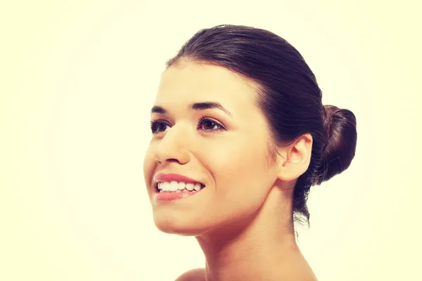 Portrait of beautiful woman looking up — Stock Photo, Image