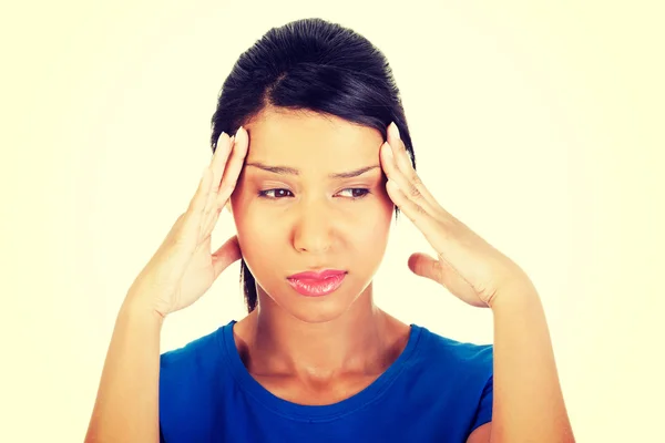 Vrouw met hoofdpijn of probleem — Stockfoto